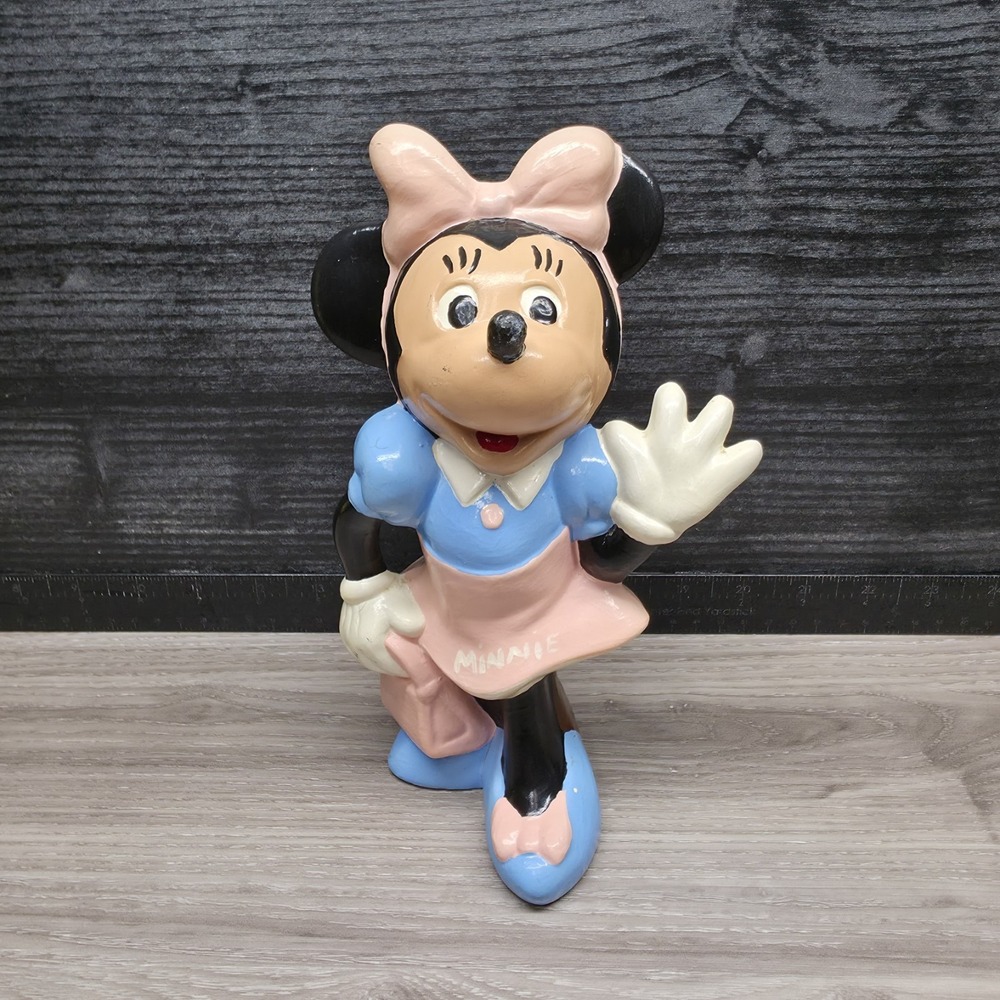 Vintage Walt Disney Productions Minnie Mouse Figure Ceramic Hand Painted 9"